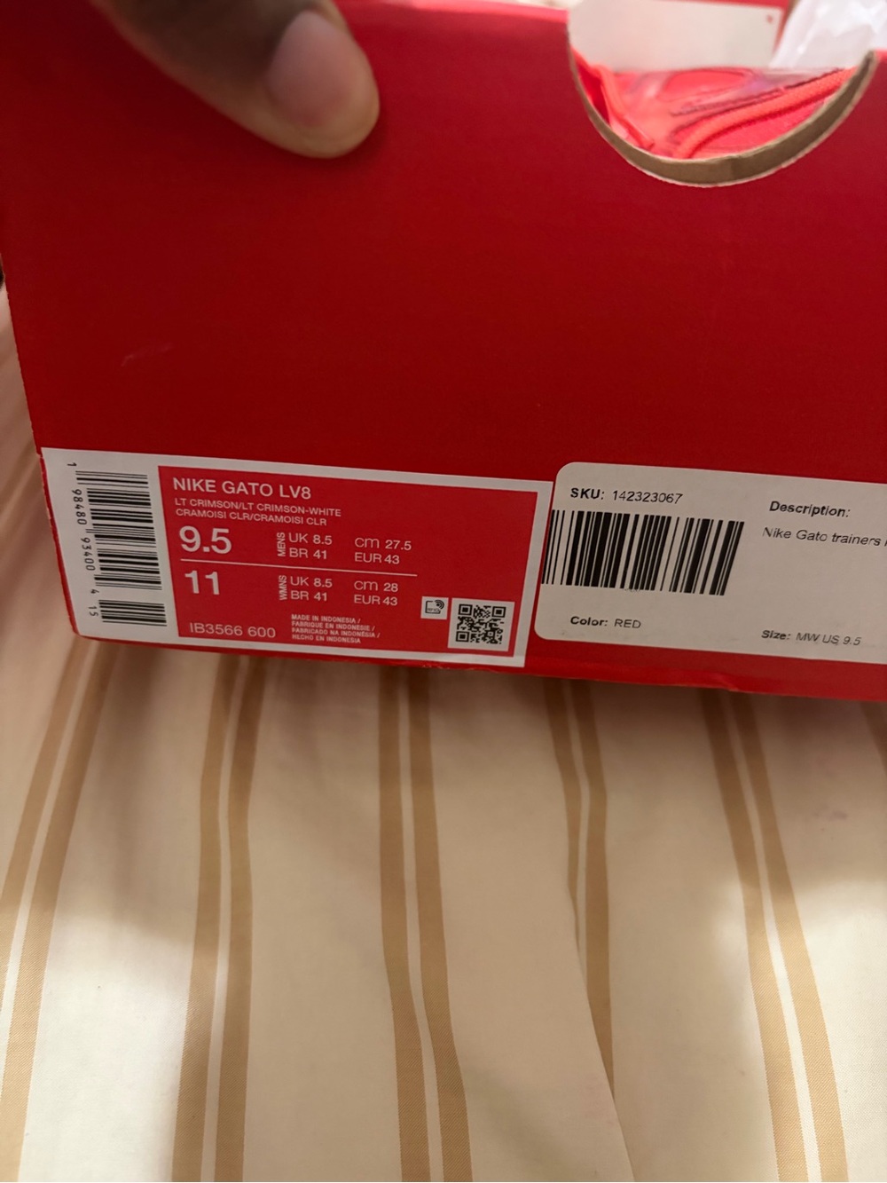 Nike Red Gato LV8 Shoe Box with Label